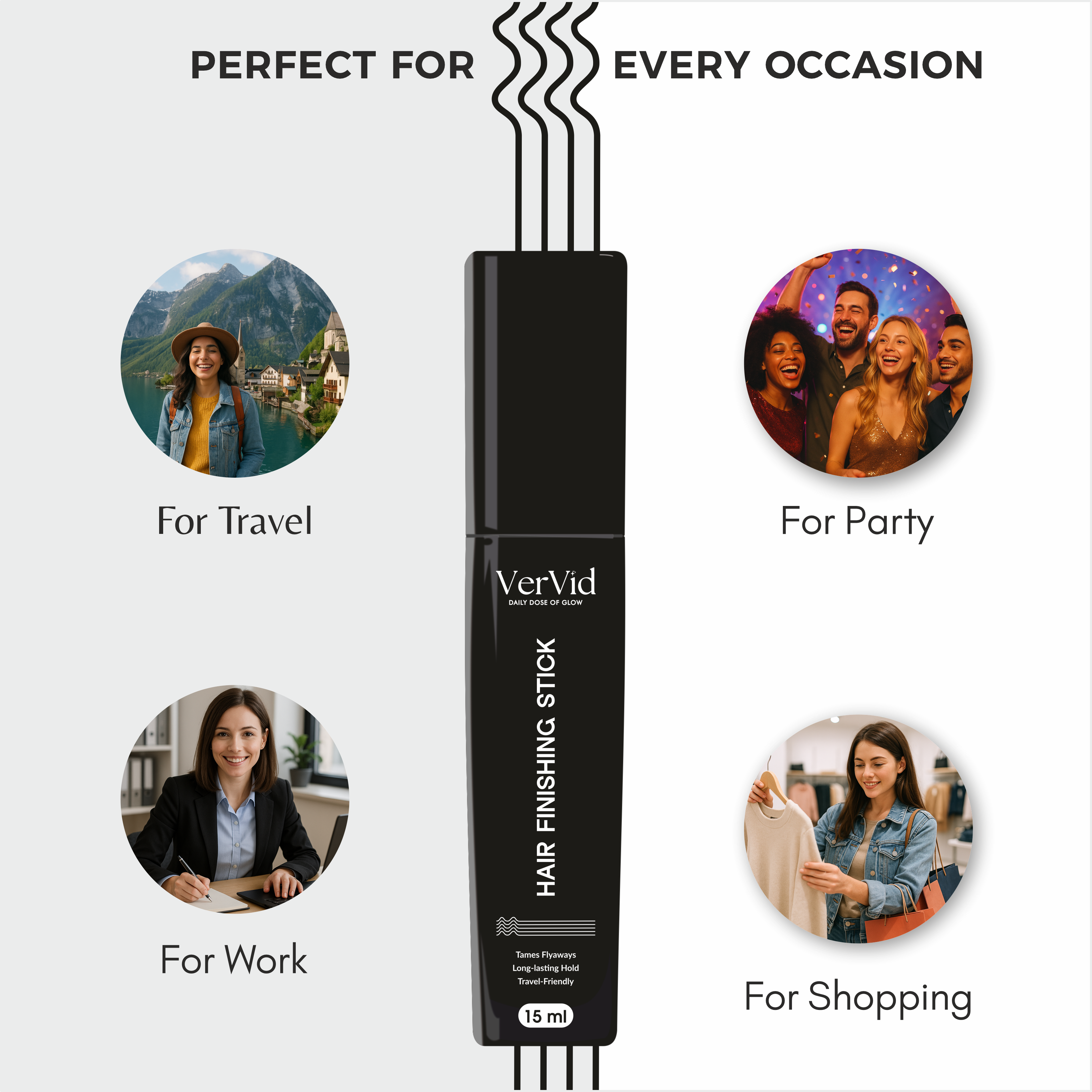 Vervid Hair Finishing Stick | Instant Flyaway Control | Sleek, Non-Sticky Hair Styler