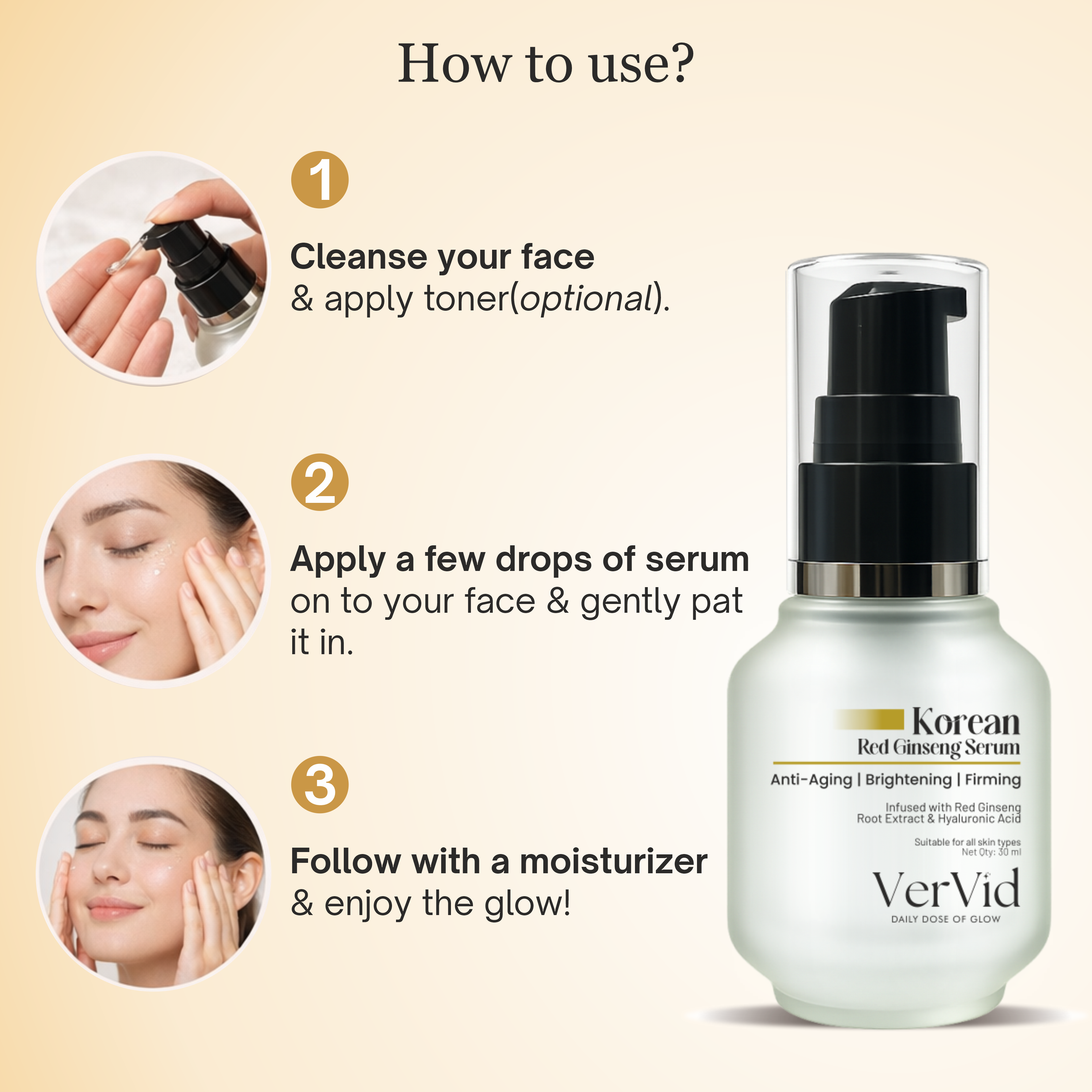Vervid Korean Red Ginseng Radiance Serum - Lift • Firm • Glow