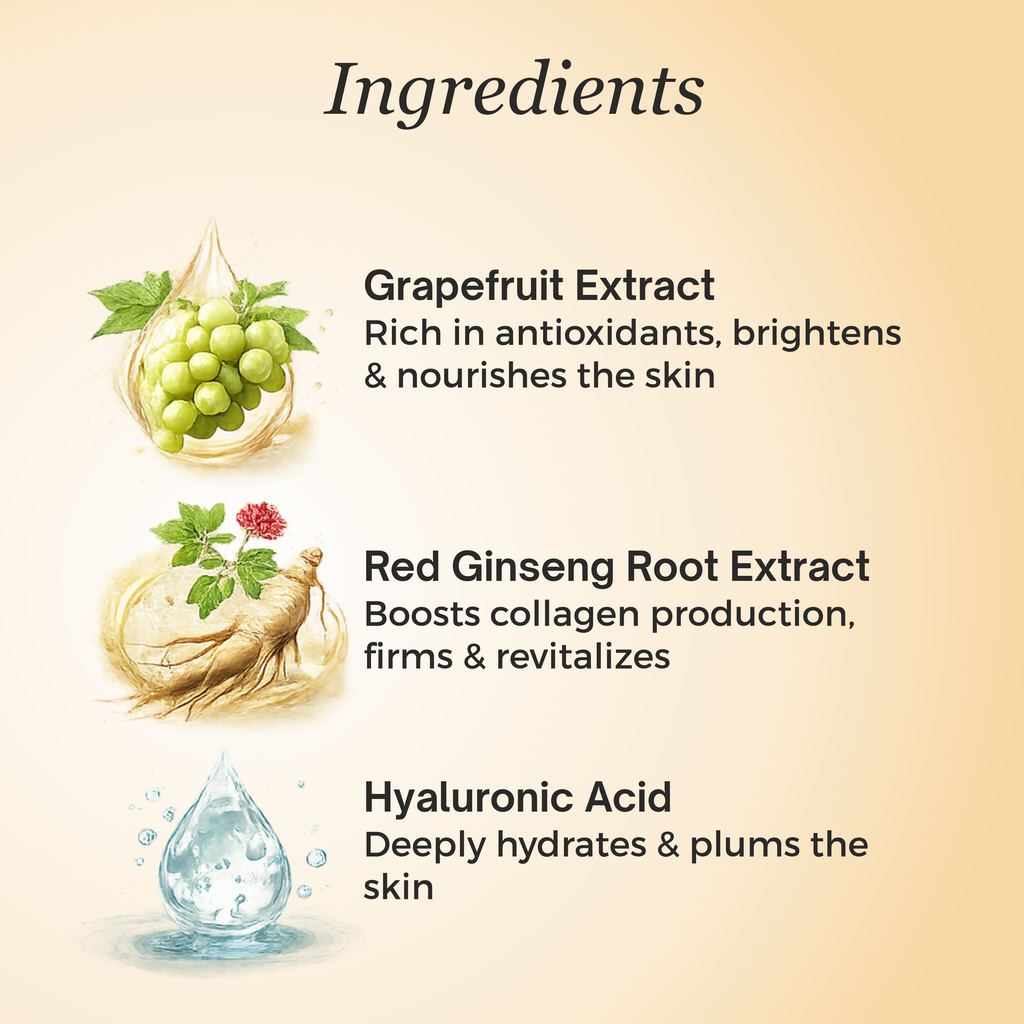 Korean red ginseng serum with hyaluronic acid and grape extract
