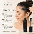How to use Vervid hair finishing stick on dry hair to brush flyaways and set baby hair