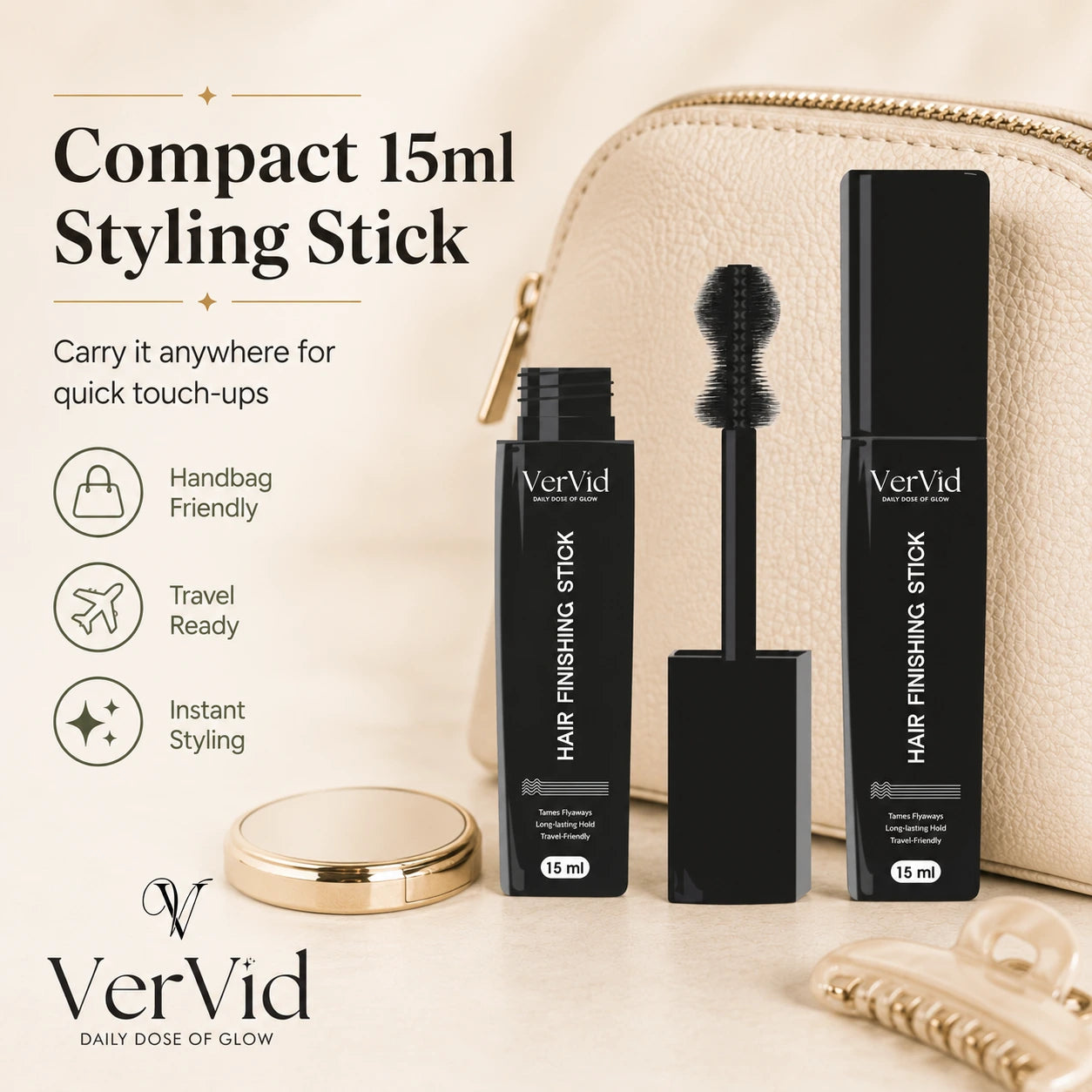 compact 15ml hair finishing stick for travel friendly quick touch ups and instant styling